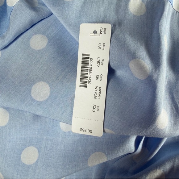 Blue Polka Dot Wrap Midi Dress Open Back XXS Fits XS - Picture 12 of 14